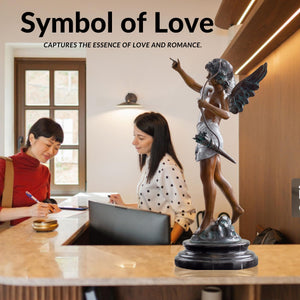 Cupid bronze sculpture symbol of love woman at desk office display
