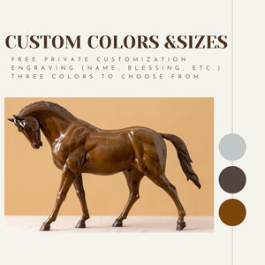 European Andalusian horse bronze sculpture custom colors and sizes selection showing dark brown finish option