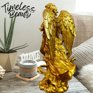 Golden brass angel trumpet statue style 2 timeless beauty side profile view