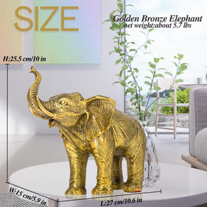 Golden brass elephant statue about size chart showing weight and dimension specifications