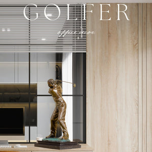 Grand bronze male golfer statue golfer magazine editorial marble wall display