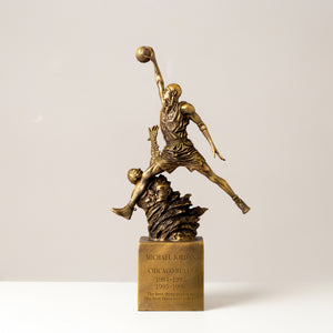 20-inch solid gold bronze Michael Jordan #23 flying dunk sculpture