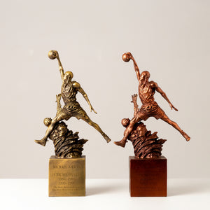 Gold and red bronze Michael Jordan #23 flying dunk statue collection