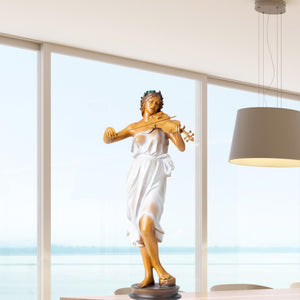 Luo Li Rong bronze elegant woman with handbag statue ocean view window front display