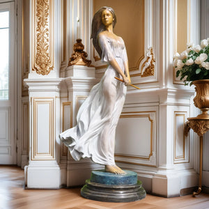 Luo Li Rong bronze elegant woman statue front view classical gold interior display