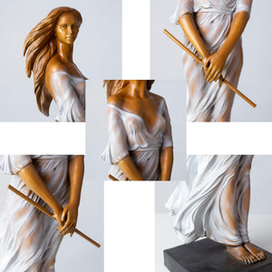 Luo Li Rong silk dancer bronze statue white dress kitchen shelf display