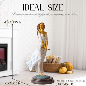 Luo Li Rong silk dancer bronze statue white dress marble base ideal size chart 42cm dimensions
