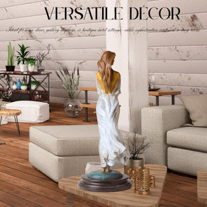 Luo Li Rong silk dancer bronze statue white dress marble base versatile decor bright living room display