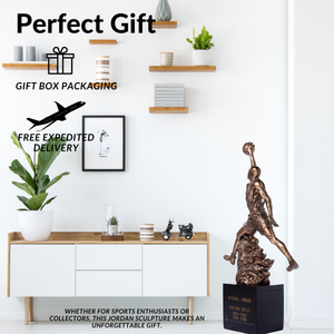 Michael Jordan #23 Chicago Bulls dunk statue as perfect gift displayed in modern office setting