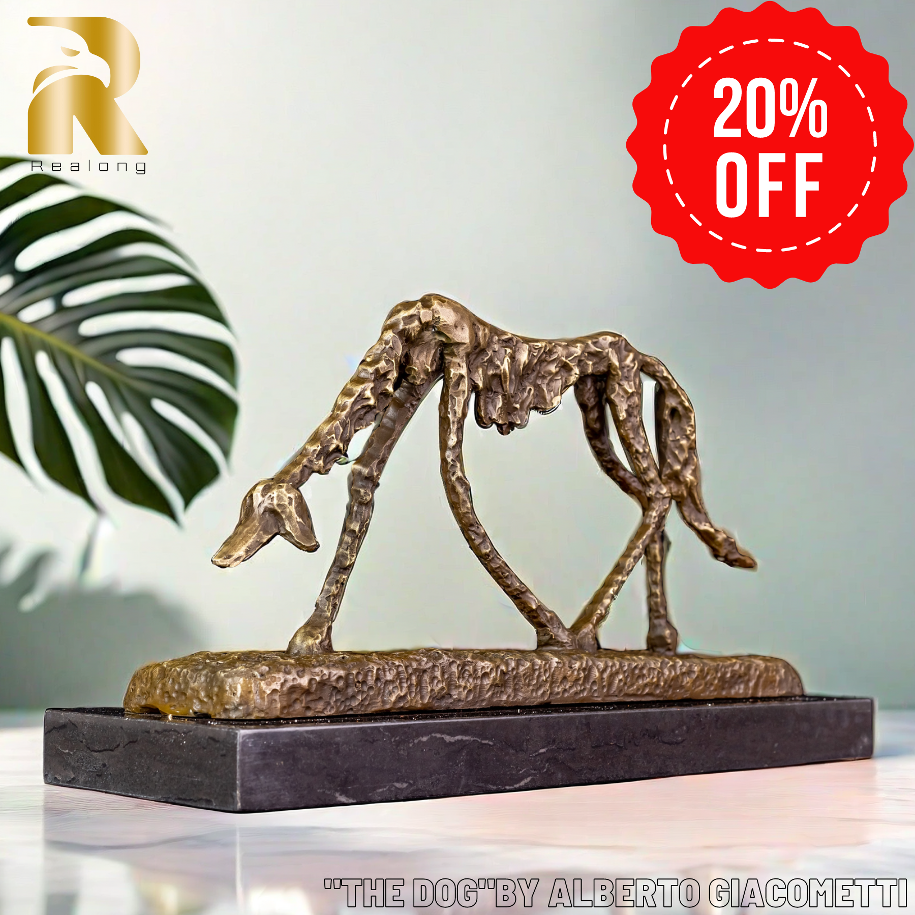 "The Dog" Bronze Sculpture Replica by Alberto Giacometti - Famous Abstract Bronze Animal Sculpture-Iconic Modern Art Statue for Home Decor and Collectors