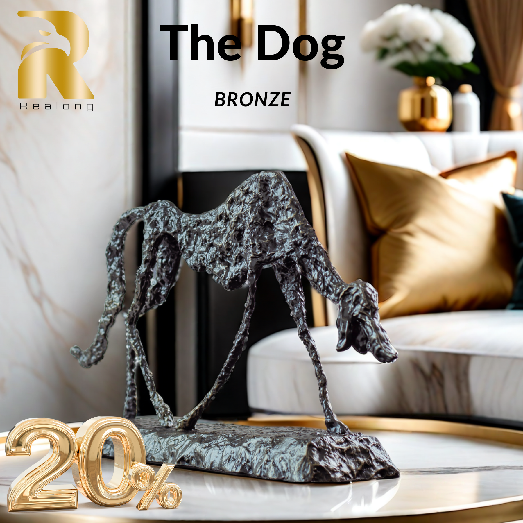 "The Dog" Bronze/Metal Sculpture Replica by Alberto Giacometti - Famous Abstract Bronze/Metal Animal Sculpture-Iconic Modern Art Statue for Home Decor and Collectors