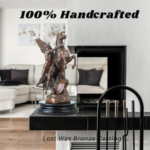 100% handcrafted Perseus Pegasus Medusa bronze sculpture showing lost-wax casting detail