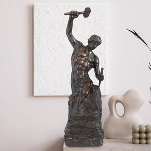 Self-Made Man bronze sculpture - Motivational 'Carving Own Destiny' Statue for Office