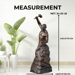 Self-Made Man bronze statue measurement chart showing tall version height dimensions