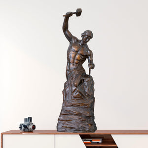 Close up of Self-Made Man statue in black finish, size 70cm