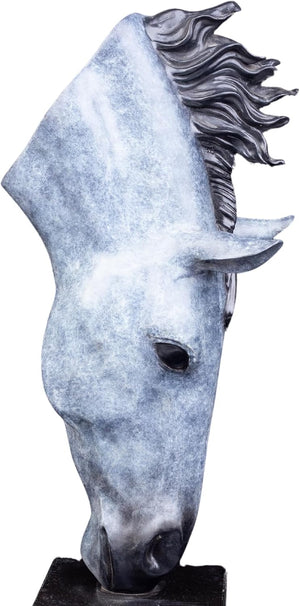 Still Water horse head bronze sculpture frost patina right side view showing bowed head pose