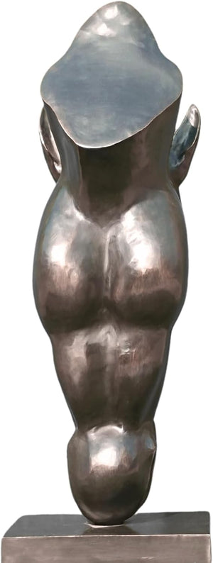 Monumental Still Water horse head bronze sculpture right side view displaying full silver bronze profile