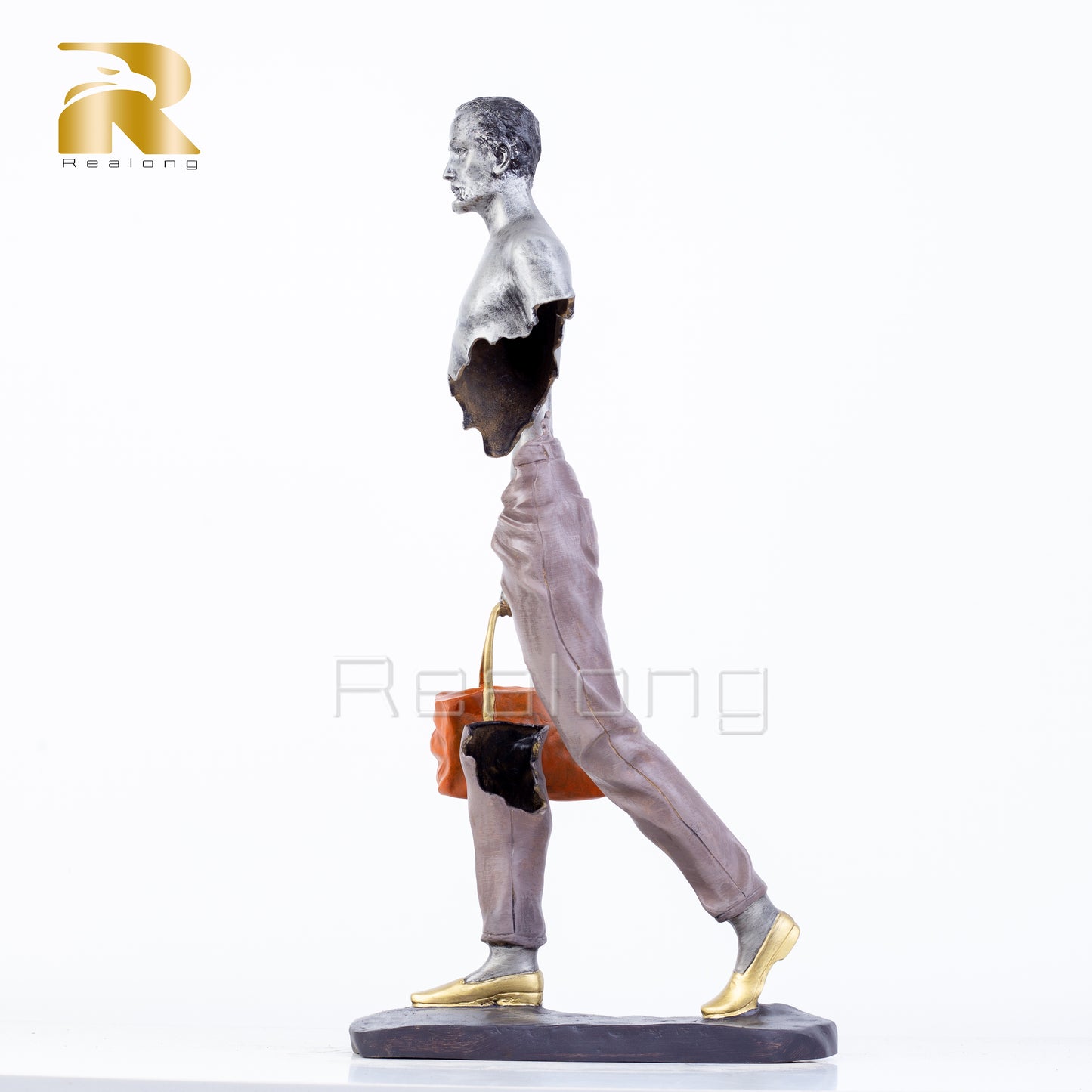 56cm Bronze Travelling Man Sculpture Modern Art Abstract Bronze Traveller Statues Bronze Casting Crafts For Home Decor Gifts