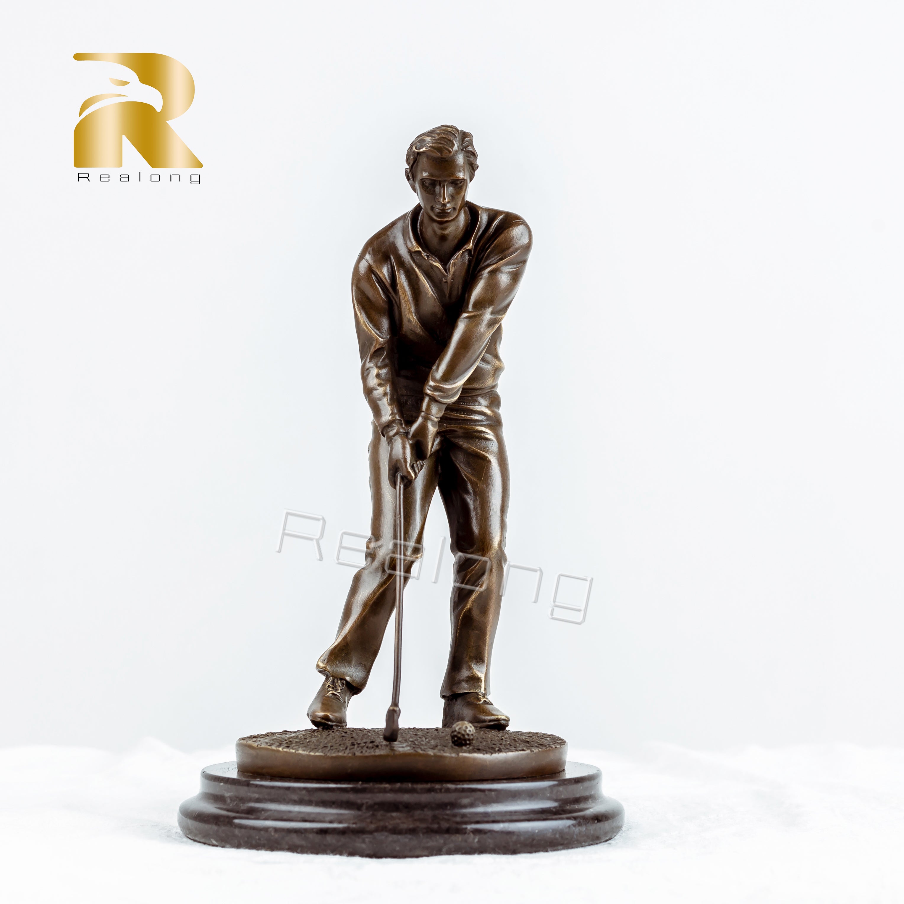 Bronze Golf Man Statue Bronze Golfer Sculpture Office Golf Decor Ornament Bronze Art Crafts Gifts