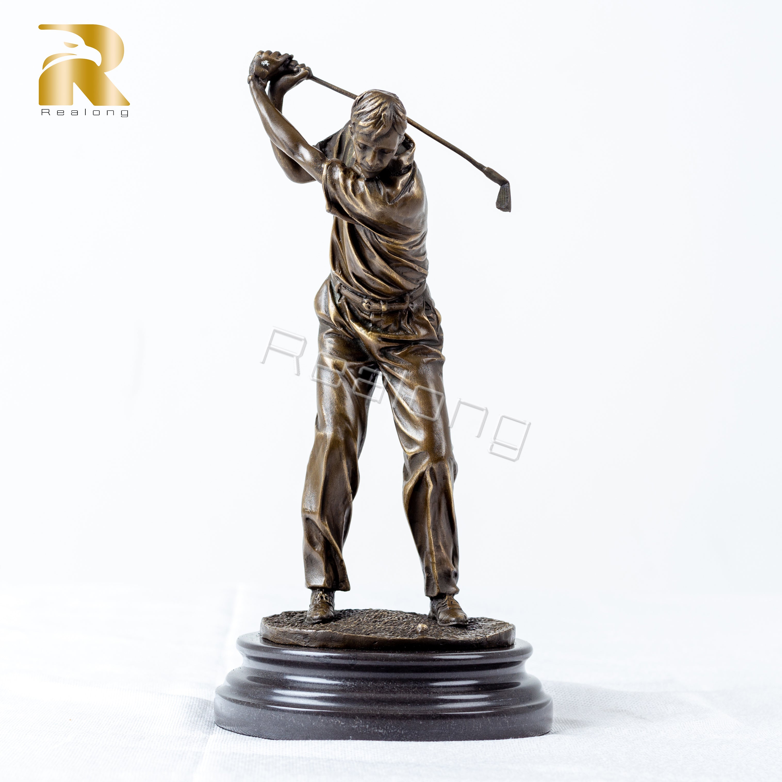 32cm Bronze Golf Man Statue Playing Golf Sculpture Bronze Golfer Art Figurine Bronze Casting Crafts Ornament For Home Decor Gift