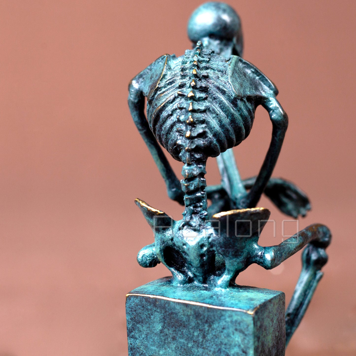 Skeleton Thinker Bronze Statue Bronze Thinking Skeleton Sculptures Abstract Bronze Casting Art Crafts For Home Decor Ornament
