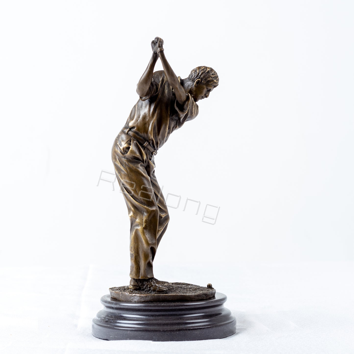 32cm Bronze Golf Man Statue Playing Golf Sculpture Bronze Golfer Art Figurine Bronze Casting Crafts Ornament For Home Decor Gift