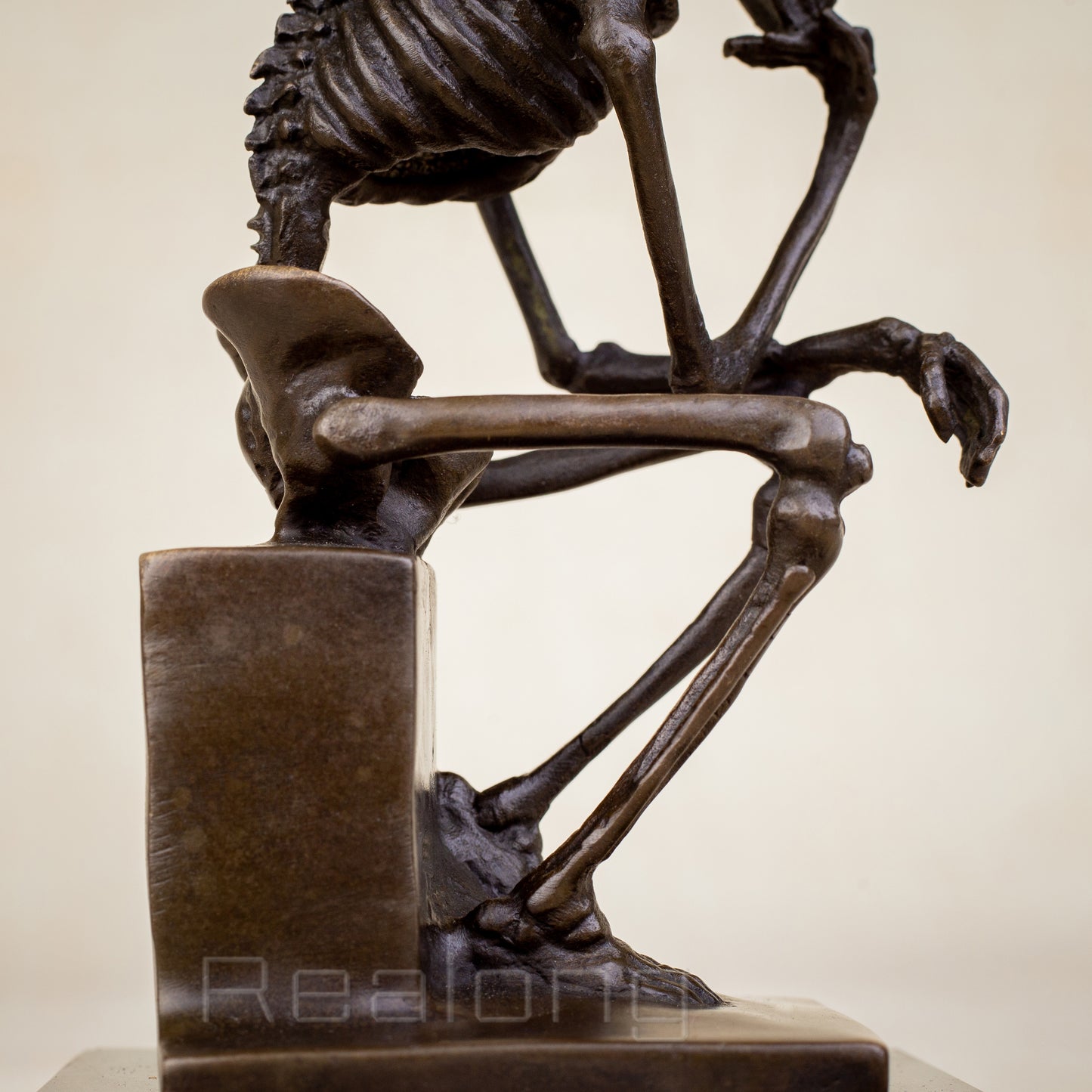 Skeleton Thinker Bronze Statue Bronze Thinking skeleton Sculptures Abstract Bronze Casting Art Crafts For Home Decor Ornament