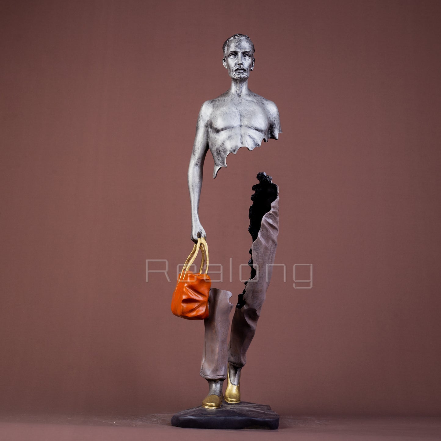 56cm Bronze Travelling Man Sculpture Modern Art Abstract Bronze Traveller Statues Bronze Casting Crafts For Home Decor Gifts