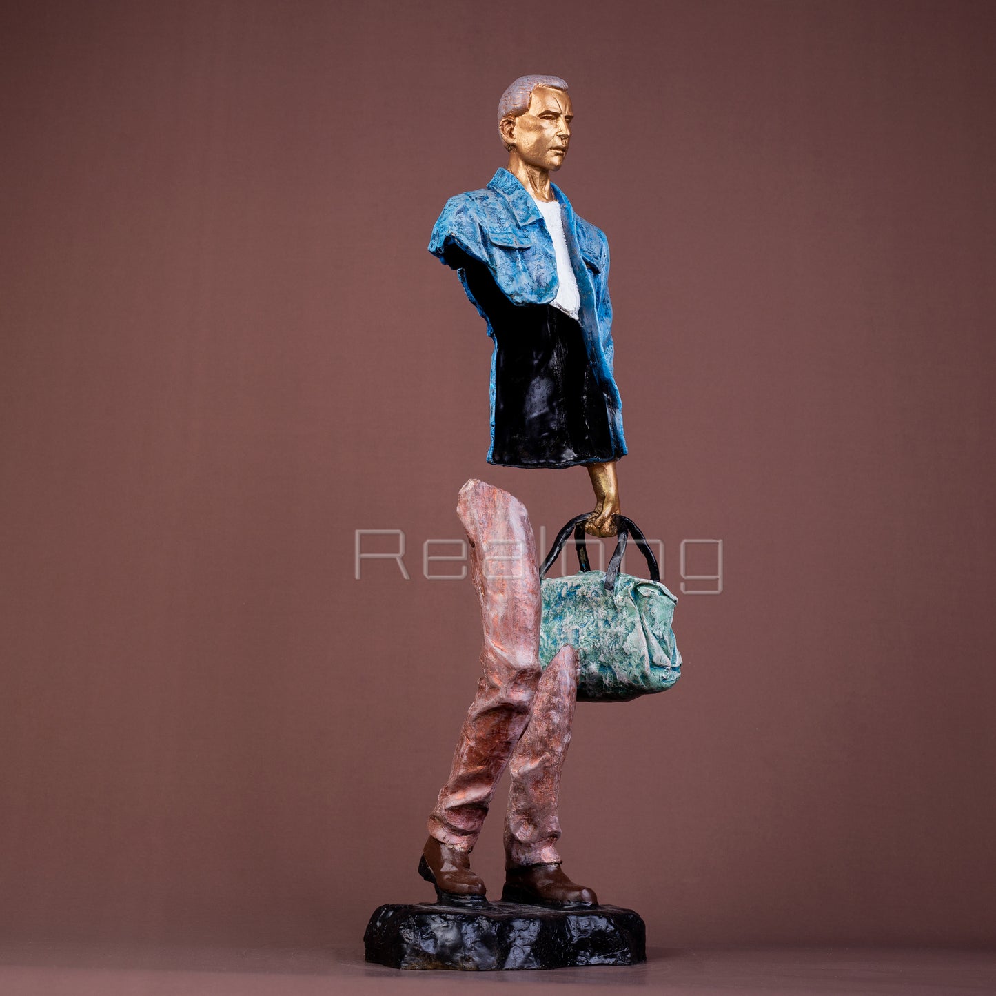Famous Bruno Catalano Bronze Traveller Sculpture 60cm Bronze Traveler Statue Modern Art Abstract Bronze Crafts For Home Decor