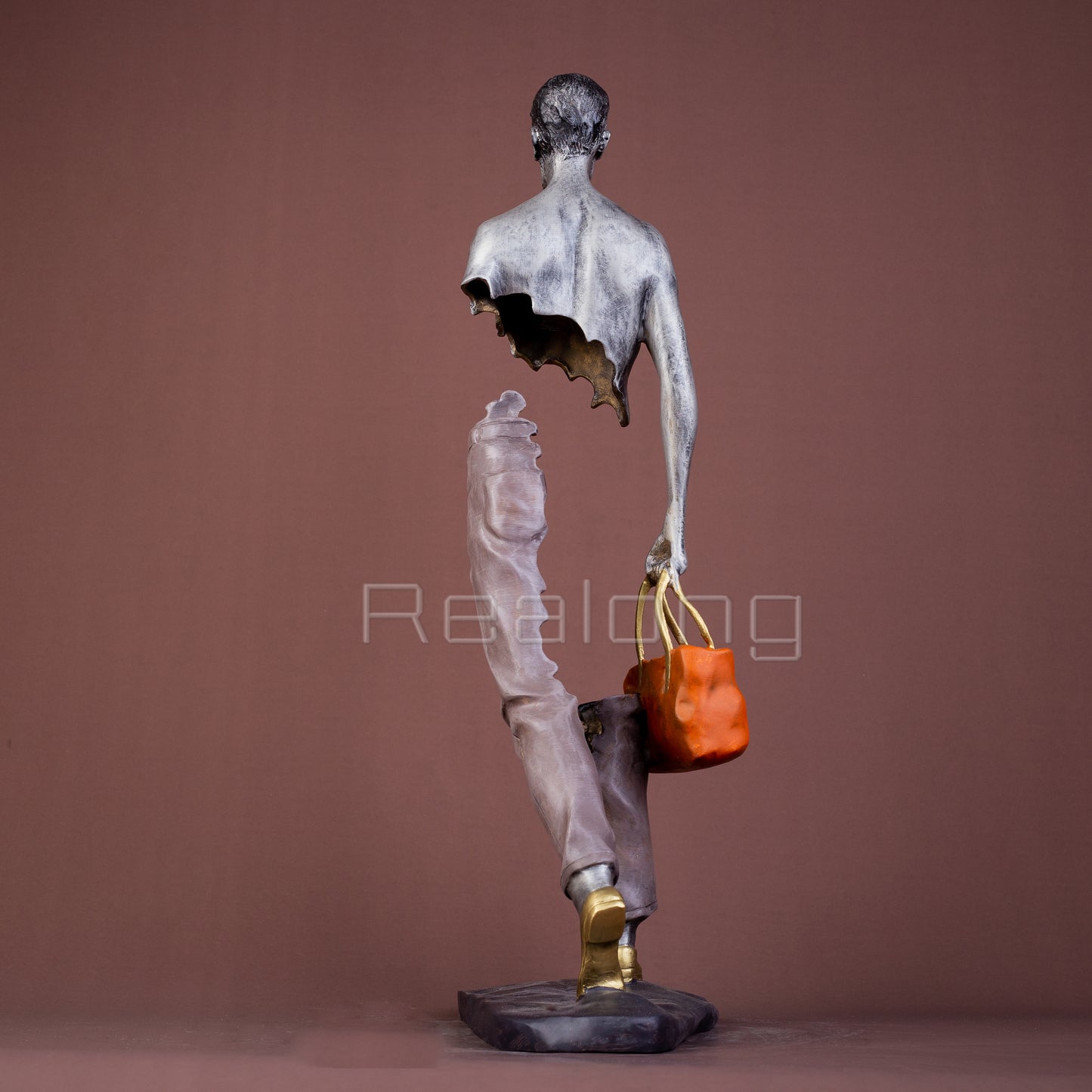 56cm Bronze Travelling Man Sculpture Modern Art Abstract Bronze Traveller Statues Bronze Casting Crafts For Home Decor Gifts