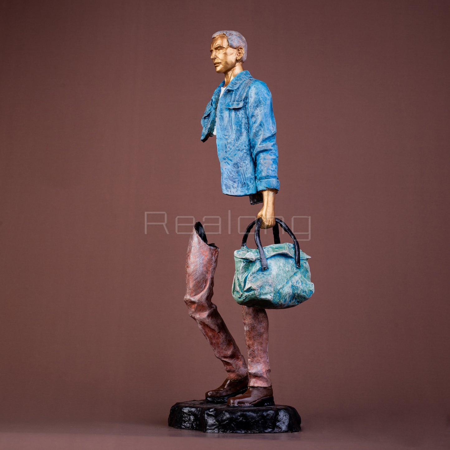 Famous Bruno Catalano Bronze Traveller Sculpture 60cm Bronze Traveler Statue Modern Art Abstract Bronze Crafts For Home Decor