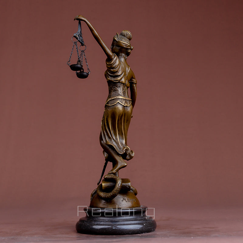 Bronze Lady Justice Statue With Scales Bronze Goddess of Justice Sculpture Mythology Bronze Statues For Home Decor Craft Gifts
