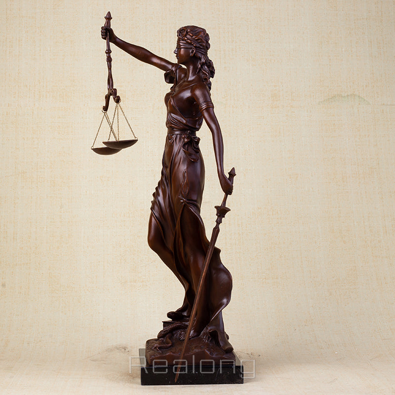 Bronze Lady Justice Statue With Scales Bronze Goddess of Justice Sculpture Mythology Bronze Statues For Home Decor Craft Gifts