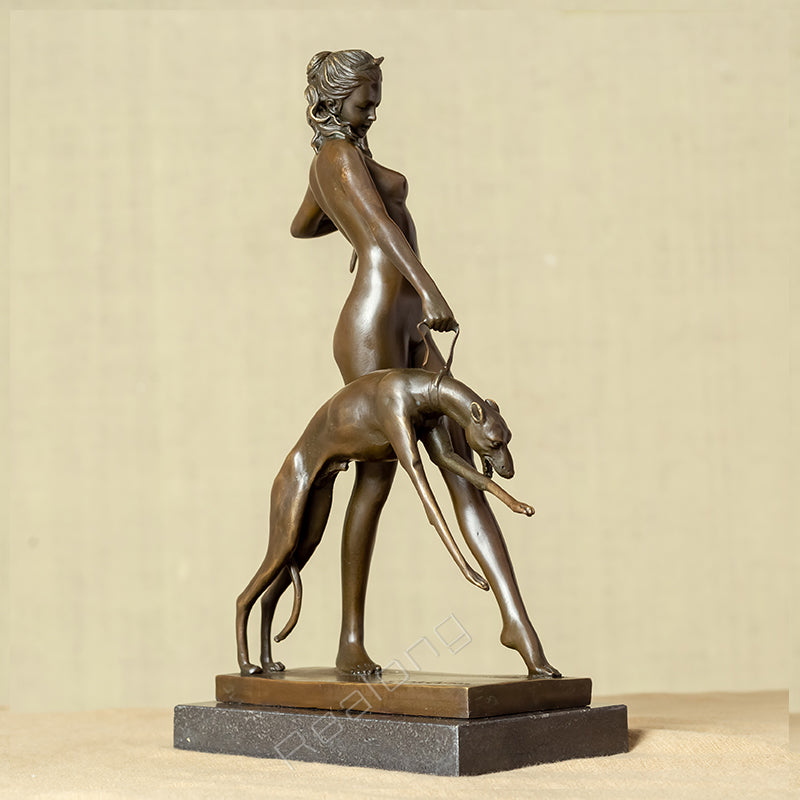 32cm Bronze Goddess of The Hunt Diana Statue Sculpture Handmade Mythology Art Crafts Bronze Statue For Home Decor Ornaments