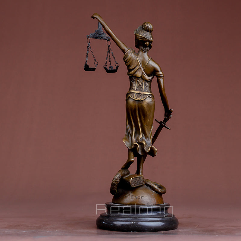 Bronze Lady Justice Statue With Scales Bronze Goddess of Justice Sculpture Mythology Bronze Statues For Home Decor Craft Gifts