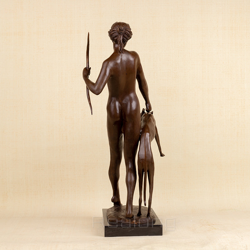 80cm Bronze Greek Mythology Goddess Diana Artemis Sculpture Bronze Goddess of The Hunt Diana Statue Home Decor Large Ornament