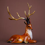 Modern Art Bronze Deer Statue Simple Creative Sika Deer Bronze Sculpture Animal Crafts For Office Home Decoration Ornament Gifts