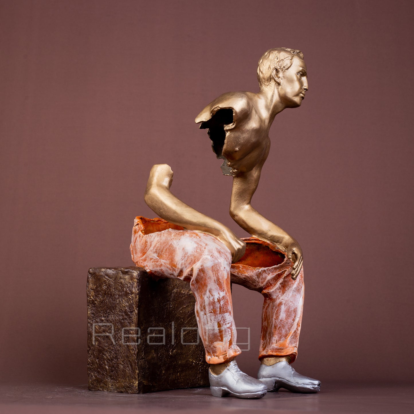 40cm Bronze Travelling Man Statue Abstract Bronze Traveller Sculpture Modern Art Crafts For Home Hotel Decoration Ornament Gifts