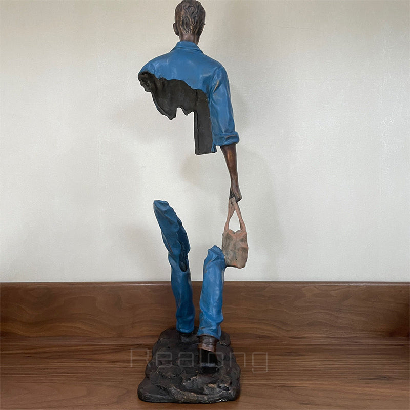 Famous Traveler Openwork Bronze Sculpture, Bruno Catalano Bronze Traveler Statue Abstract Bronze Statue, Suitable for Display, Collection, Decoration, Gift