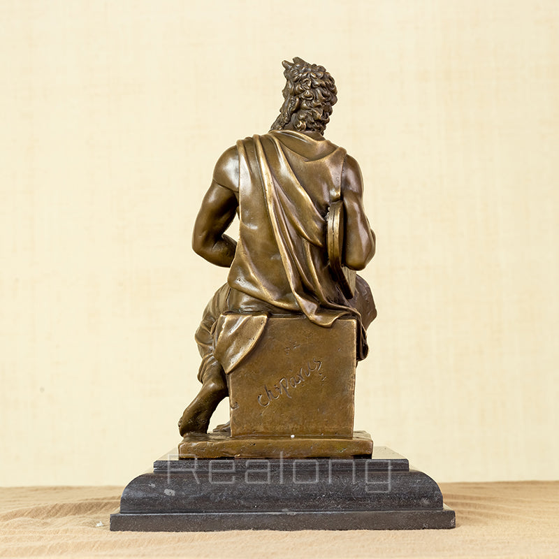 Bronze Moses Statue by Michelangelo Replica Famous Classic Bronze Moses with Ten Commandments Sculpture Figurine Art Home Decor