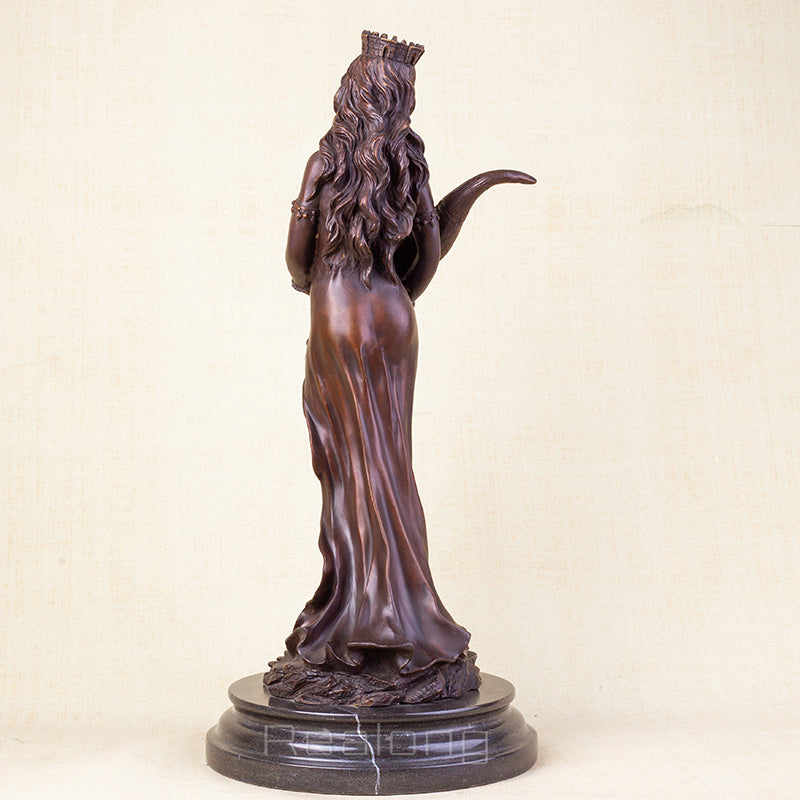 62cm Bronze Tyche Statue Goddess Of Wealth Tyche Fortuna Sculpture Large Fate and Fortune Lady Luck Art Crafts Home Decor Gifts