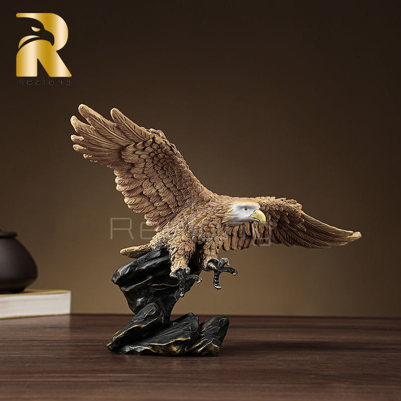 Pure Bronze Casting Eagle Taking Flight Statue 35cm High Large Animal Wild Life Birds Hawk Eagle Sculpture Collectible Figurine