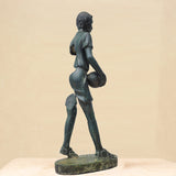 37cm Bronze Abstract Statue Bronze Woman With Volleyball Sculpture Antique Art Crafts For Home Decor Ornament Collection Gifts