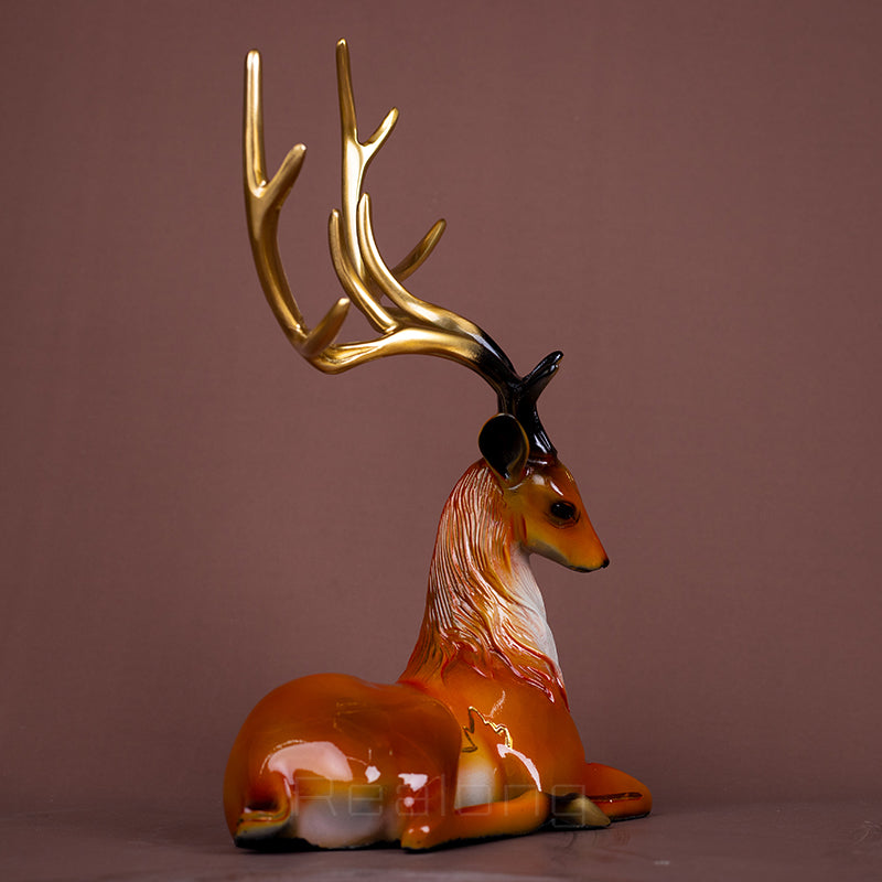 Modern Art Bronze Deer Statue Simple Creative Sika Deer Bronze Sculpture Animal Crafts For Office Home Decoration Ornament Gifts