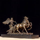 Greek Goddess Of Victory Bronze Statue Bronze Sculpture Goddness Of Victory With Horses Marble Base For Home Decor Ornaments