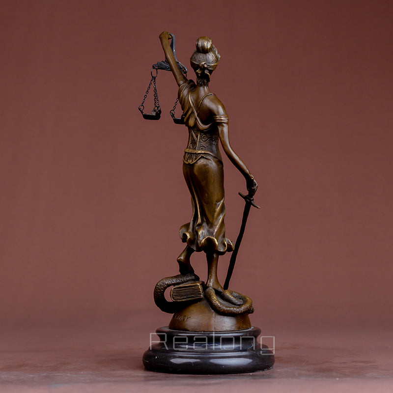 Bronze Lady Justice Statue With Scales Bronze Goddess of Justice Sculpture Mythology Bronze Statues For Home Decor Craft Gifts