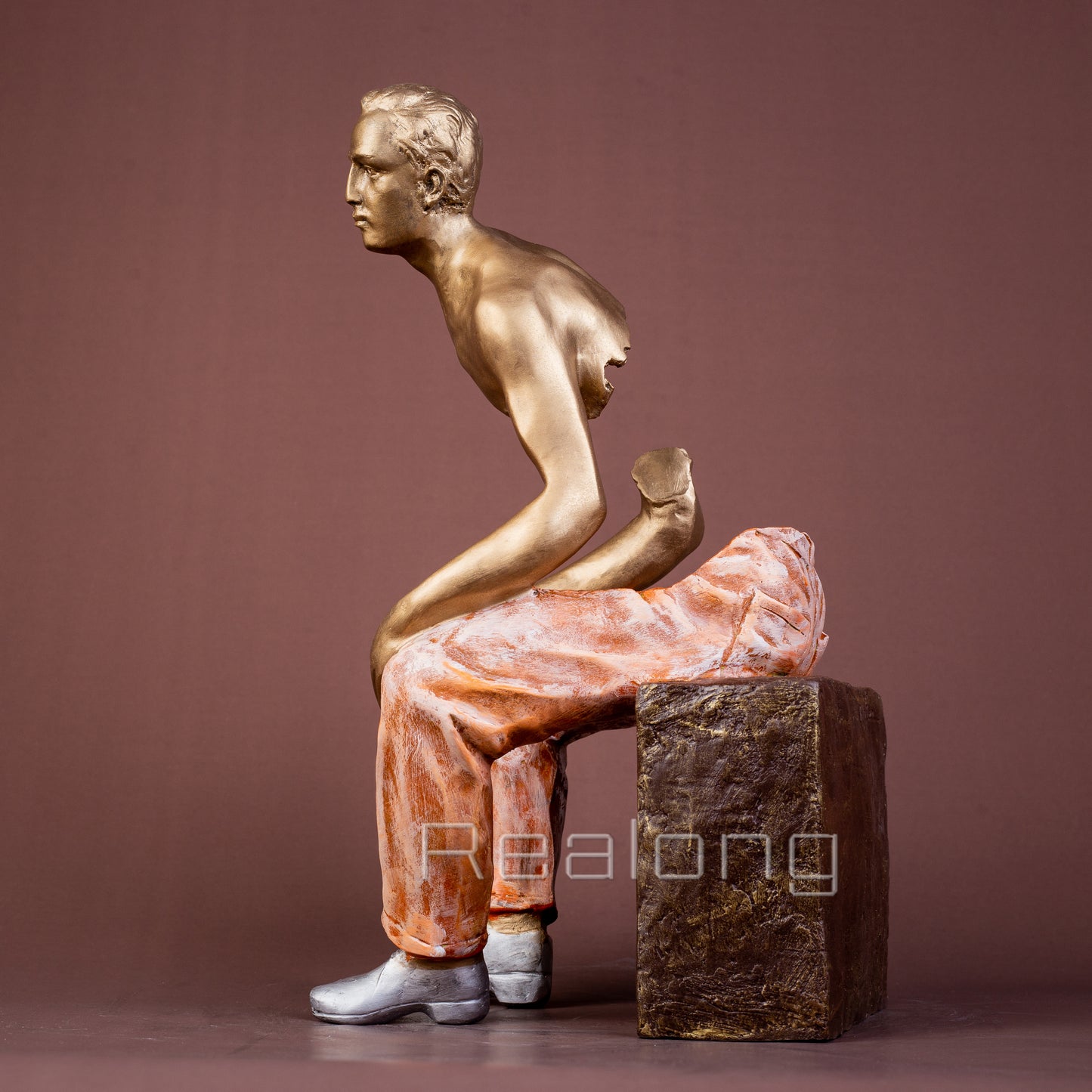 40cm Bronze Travelling Man Statue Abstract Bronze Traveller Sculpture Modern Art Crafts For Home Hotel Decoration Ornament Gifts