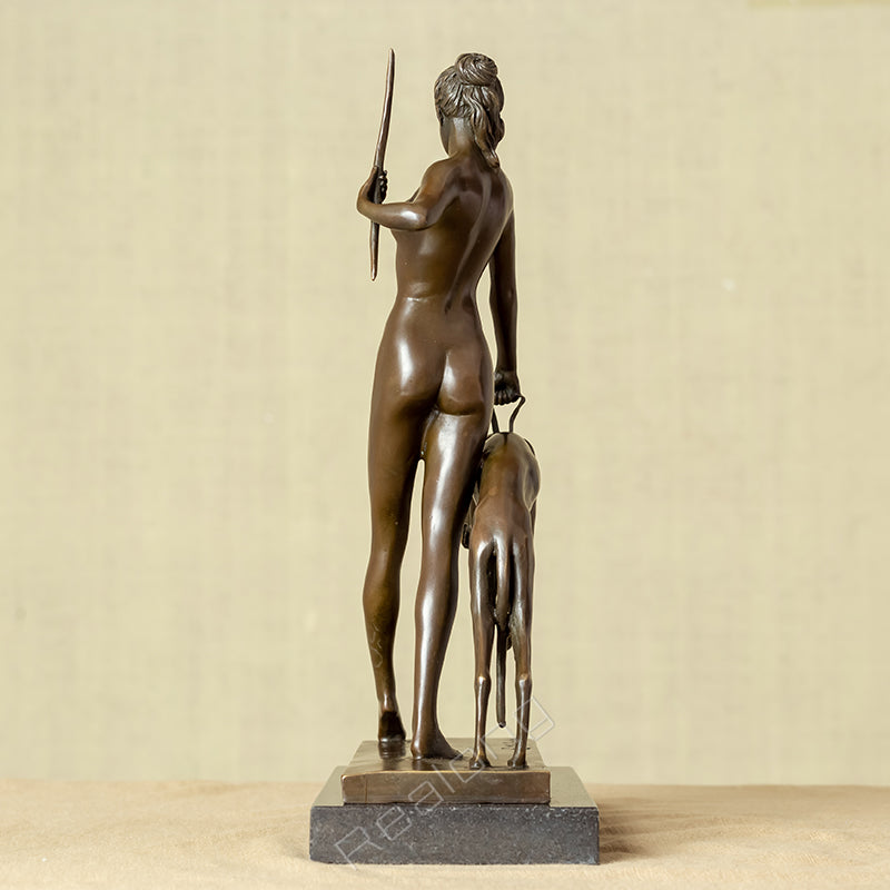 32cm Bronze Goddess of The Hunt Diana Statue Sculpture Handmade Mythology Art Crafts Bronze Statue For Home Decor Ornaments