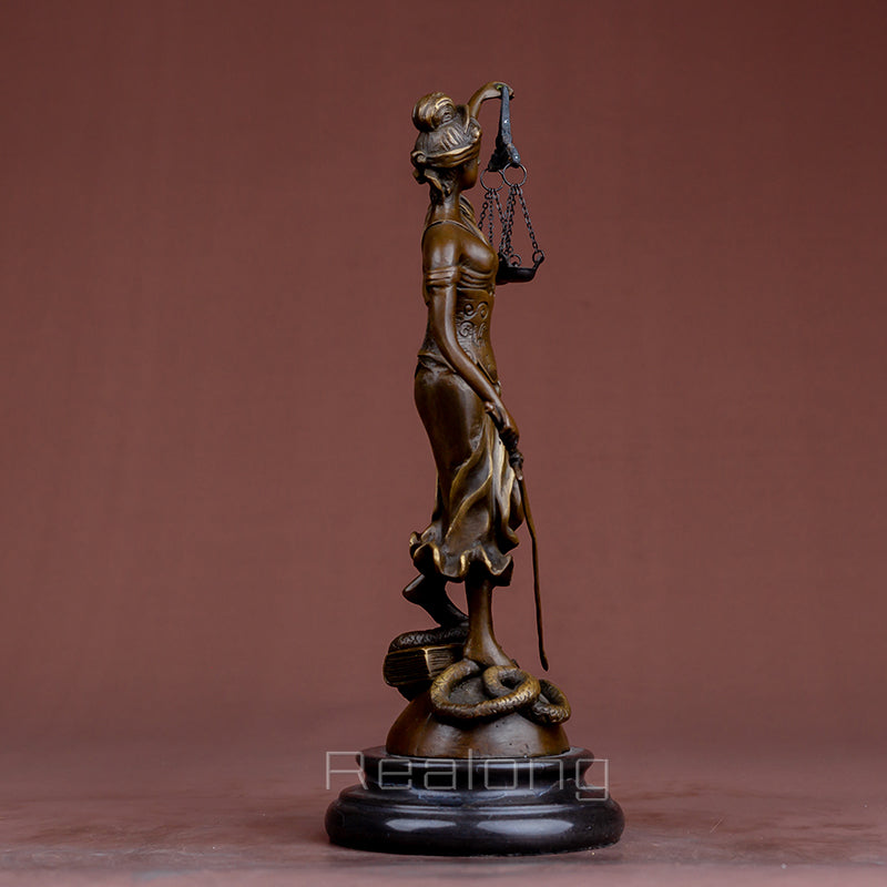 Bronze Lady Justice Statue With Scales Bronze Goddess of Justice Sculpture Mythology Bronze Statues For Home Decor Craft Gifts