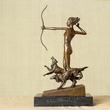 Bronze Hunting Goddess Sculpture Bronze Hunting Goddess Statue Mythology Art Crafts For Home Decor Gifts Ornament Craft